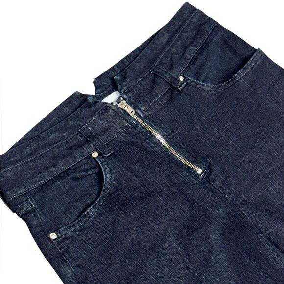 BA&SH women’s skin fit high waisted dark navy cropped logo embroidered jeans sz6 - Picture 4 of 11